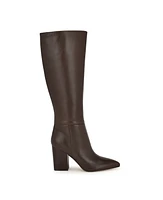 Nine West Women's Peachey Block Heel Pointy Toe Knee High Boots