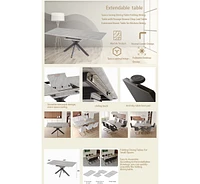 Streamdale Furniture Modern Space-Saving Dining Table Extends for 8-10 Guests