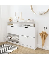 Streamdale Furniture Versatile Flip-Top Shoe Cabinet Adjustable Storage, Durable Mdf Construction