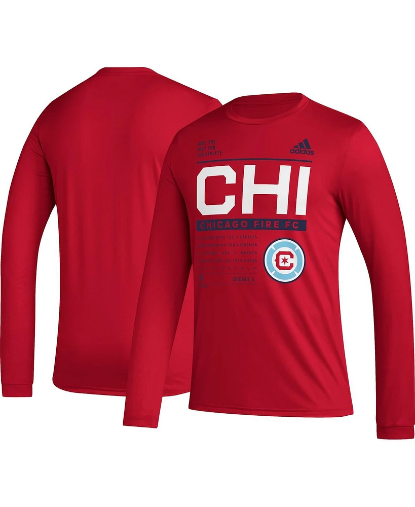 Adidas Men's Red Chicago Fire 2023 Club Dna Long Sleeve Aeroready T-Shirt