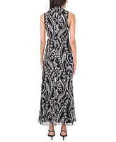 Vince Camuto Women's High-Neck Mesh-Overlay Dress