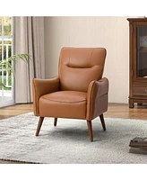 Judkins Modern Upholstery Armchair with Solid Wood Legs