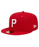 New Era Men's Red Pittsburgh Pirates Logo 59FIFTY Fitted Hat