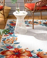 Town Country Living Hibiscus Bloom Border Modern Floral Rug Collection