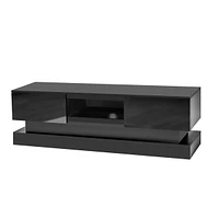 51.1" Modern Tv Stand With Led Lights, High Glossy Front Tv Cabinet
