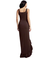 Dress the Population Women's Charlene Ruffled High-Low Gown