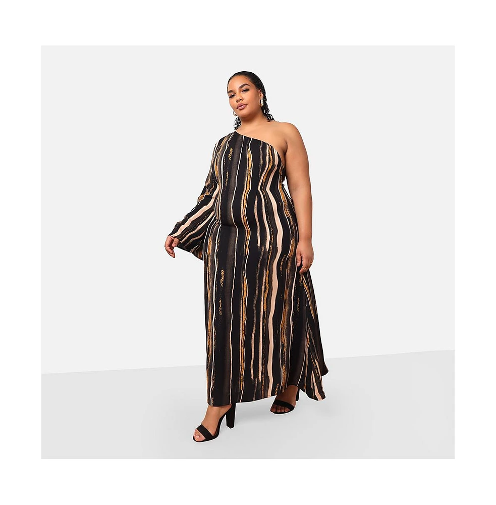 Rebdolls Plus Size Esperanza Stripe Print Maxi Kaftan Dress