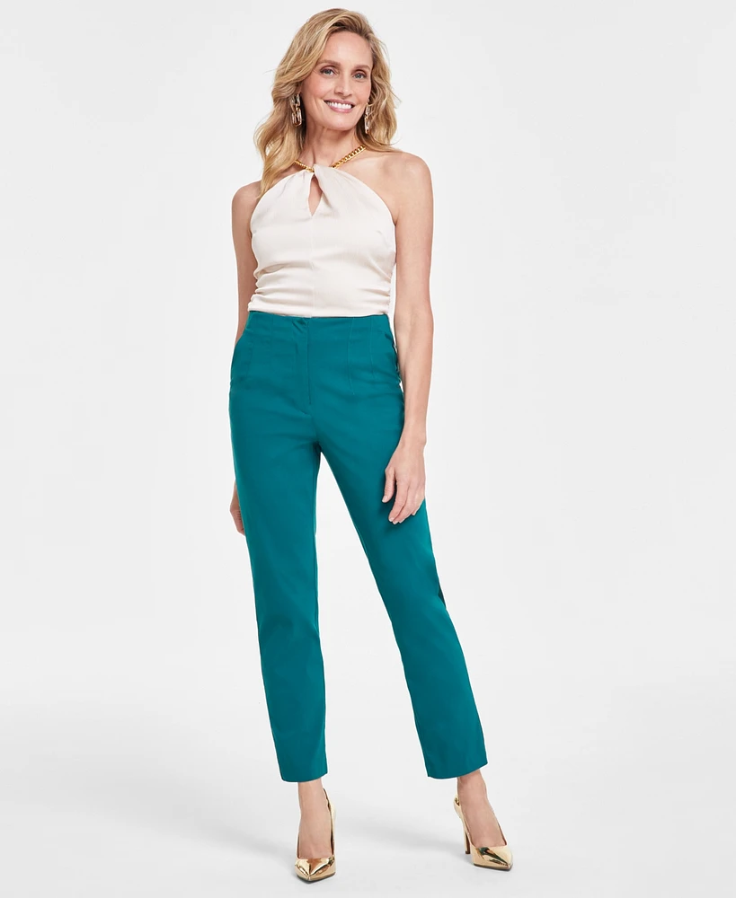 I.n.c. International Concepts Women's Satin-Striped High-Rise Pants, Created for Macy's