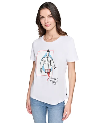 Karl Lagerfeld Paris Women's Sketch Girl Graphic T-Shirt