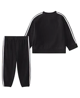 adidas Baby Boys Microfleece Crewneck Pullover and Joggers, 2 Piece Set