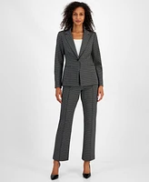 T Tahari Women's Printed Notched Collar One-Button Blazer