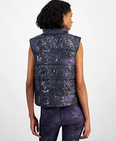 Id Ideology Women's Midnight Foil Puffer Vest, Created for Macy's