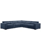 Nevio 6-Pc. Fabric Power Headrest Sectional with Console and 3 Motion Chairs