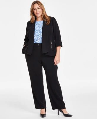 Kasper Plus Size Shawl Collar 3 4 Sleeve Blazer Pants