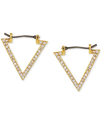 Guess 14k Gold Ion-Plated Pave Triangle Hoop Earrings