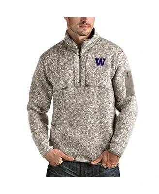 Antigua Men's Oatmeal Washington Huskies Fortune Half-Zip Pullover Jacket