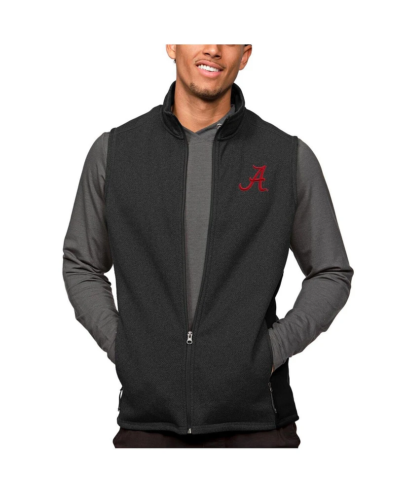 Antigua Men's Heather Black Alabama Crimson Tide Course Full-Zip Vest