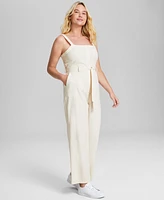 And Now This Women's Square-Neck Tie-Waist Jumpsuit, Created for Macy's