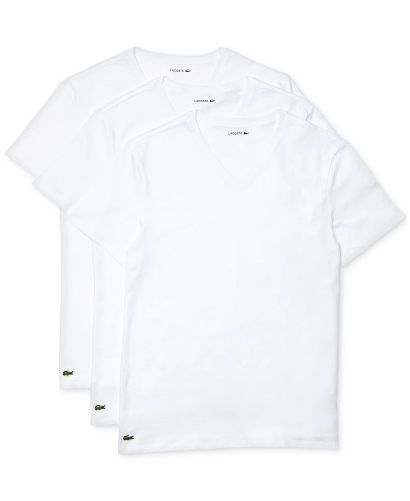 Lacoste Men's Regular-Fit V-Neck Undershirts 3 Pk.