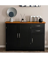 Costway Buffet Sideboard Kitchen Cupboard Storage Cabinet with 2 Drawers & 3 Doors