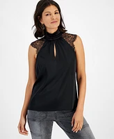 I.n.c. International Concepts Women's Sleeveless Lace Detail Blouse, Created for Macy's