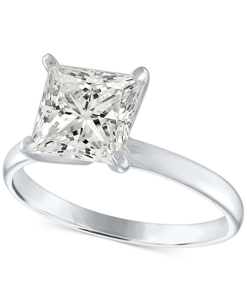 Gia Certified Diamond Princess Solitaire Engagement Ring (2 ct. t.w.) in 14k White Gold