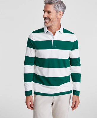 Club Room Men's Outdoors Regular-Fit Stripe Long-Sleeve Rugby Shirt, Created for Macy's