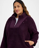 Tommy Hilfiger Plus Sherpa Quarter-Zip Pullover Sweatshirt