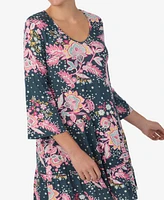 Ellen Tracy Women's 3/4-Sleeve Floral Nightgown