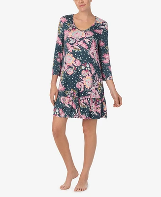 Ellen Tracy Women's 3/4-Sleeve Floral Nightgown