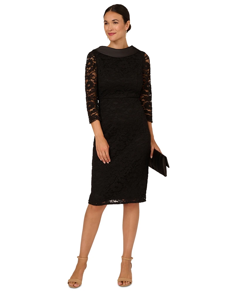 Adrianna Papell Women's Lace Shawl-Collar Sheath Dress