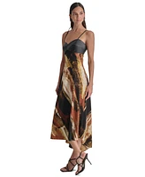 Dkny Women's Printed Satin Midi Dress