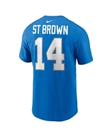 Nike Men's Amon-Ra St. Brown Blue Detroit Lions Name Number T-Shirt