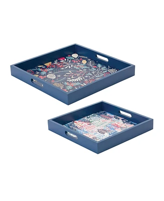 Slickblue Berry and Pine Tree Holiday Tray (Set of 2)