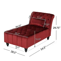 Luxurious Garnet Velvet Upholstered Chaise Lounge