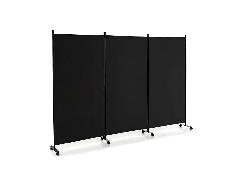 Slickblue 3 Panel Folding Room Divider with Lockable Wheels