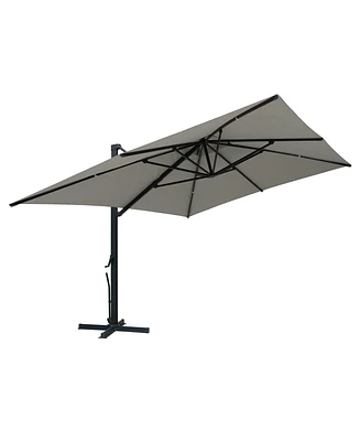 Mondawe 13ft Patio Double Top Bright Umbrella 360 Rotation Umbrella, Beige