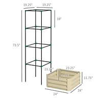 Streamdale Furniture Galvanized Raised Garden Bed with Adjustable Trellis and Open Bottom