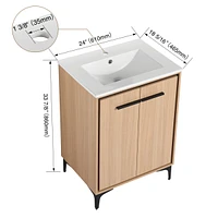 Simplie Fun Atmospheric & Spacious Bathroom Vanity Cabinet with Ample Storage, 24"x18.3"x33.8