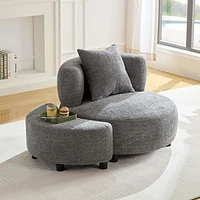 Simplie Fun Plush Teddy Fabric Armchair with Matching Ottoman