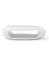 Simplie Fun Modern White Oval Fiberglass Coffee Table for Living Room/Office