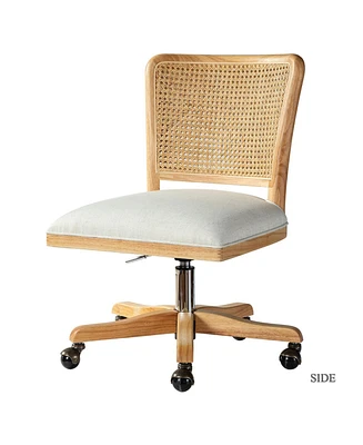 Hulala Home Calcutta Contemporary Task Chair with Rattan Back