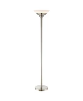 Possini Euro Design Metro Modern Torchiere Floor Lamp Dimmable 71" Tall Brushed Nickel Frosted White Acrylic Shade Pole Light for Living Room Reading