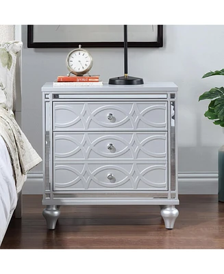 Simplie Fun Elegant & Functional Nightstand with Mirrored Accents