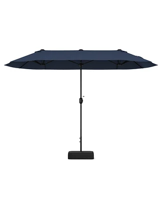 Slickblue 13FT Double-sided Patio Twin Table Umbrella with Crank Handle