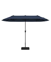 Slickblue 13FT Double-sided Patio Twin Table Umbrella with Crank Handle