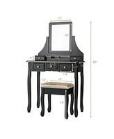 Sugift Makeup Vanity Set with Mirror and Cushioned Stool