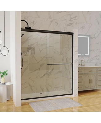 Streamdale Furniture 60 in. x 70 in. Traditional Sliding Shower Door in Matte black with Clear Glass