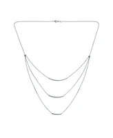 Bling Jewelry Layered Multi Three Strand Chain Curved Bar Necklace For Women Sterling Silver