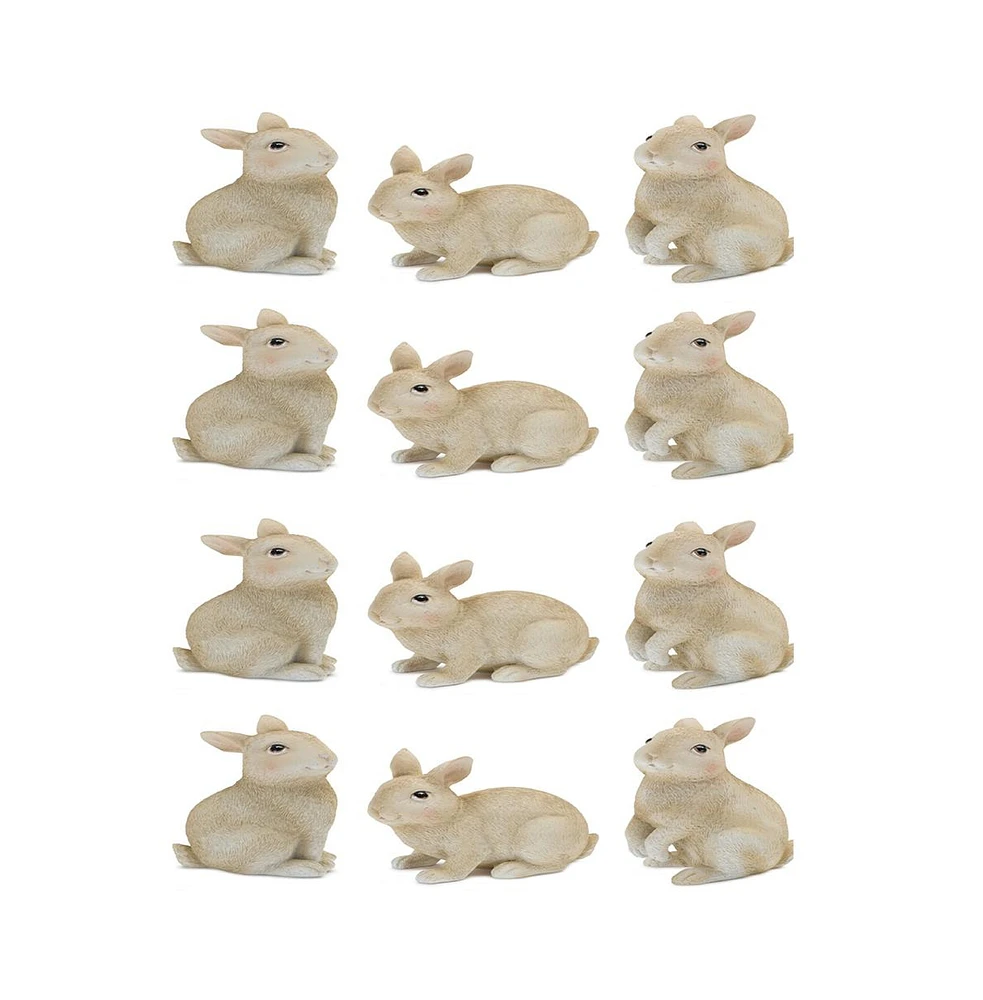 Slickblue Adorable Mini Bunny Rabbit Figurines - Set of 12 Easter Decor